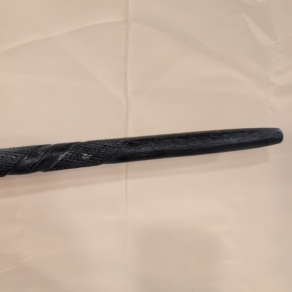 Hand Carved Spiral Wood Walking Stick Black Knob Handle Vintage Style Cane - Picture 4 of 5